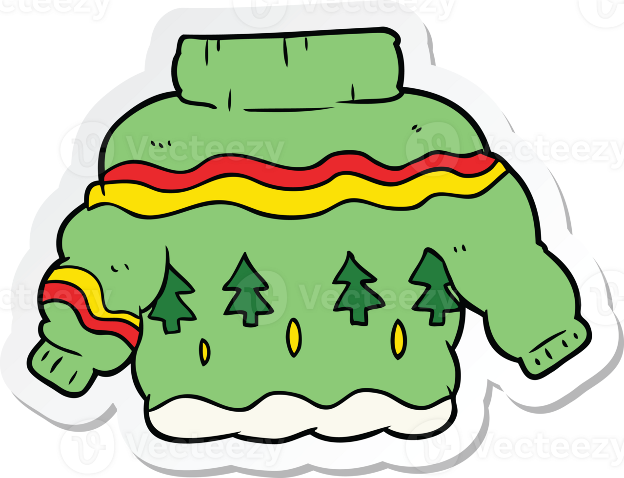 sticker of a cartoon christmas jumper png