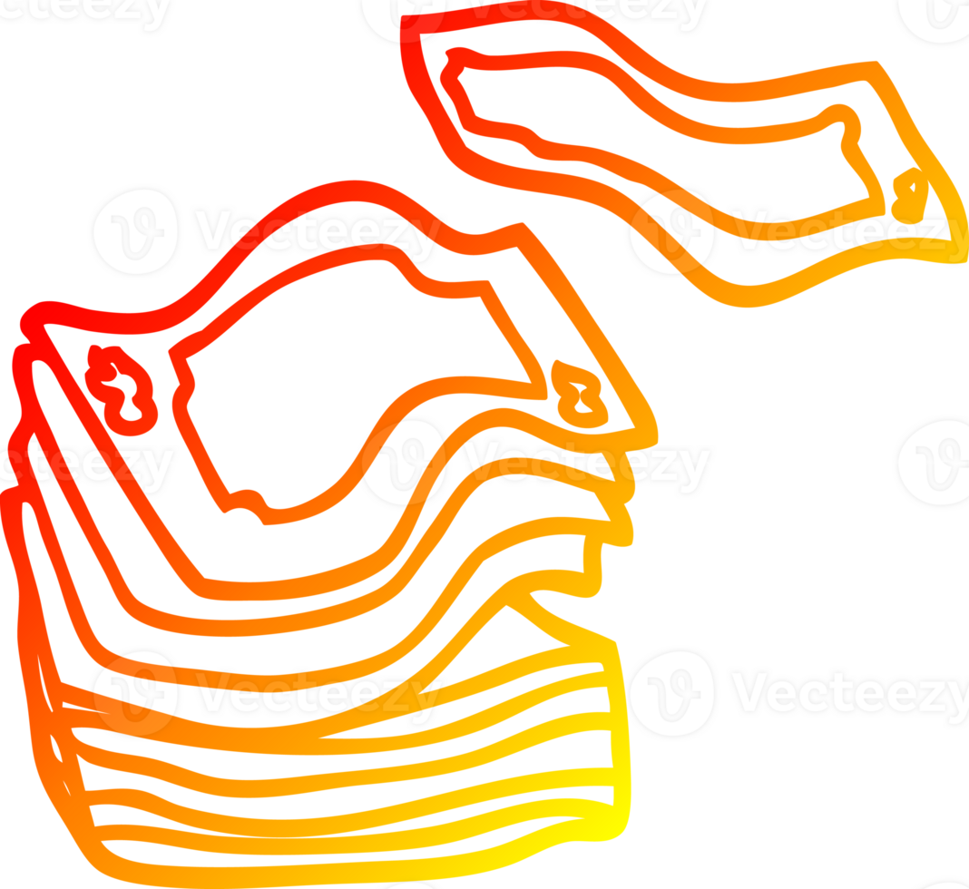warm gradient line drawing of a cartoon big stack of money png