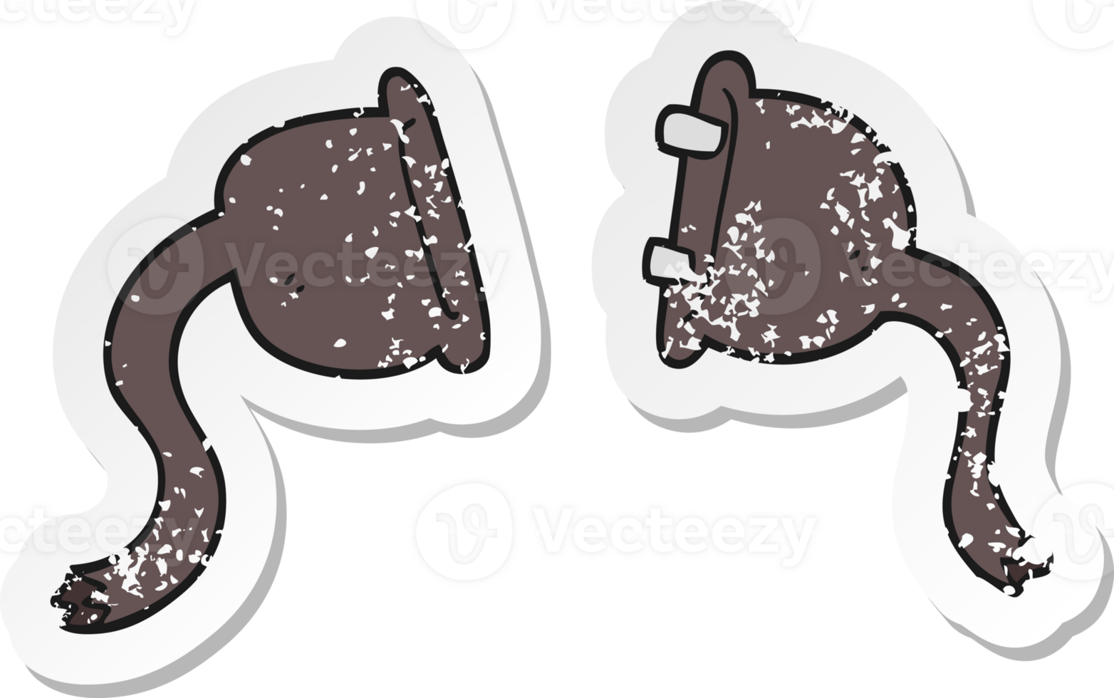 retro distressed sticker of a cartoon electrical plugs png