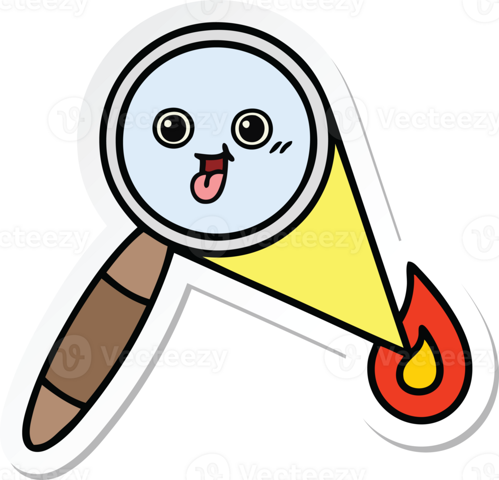 sticker of a cute cartoon magnifying glass png