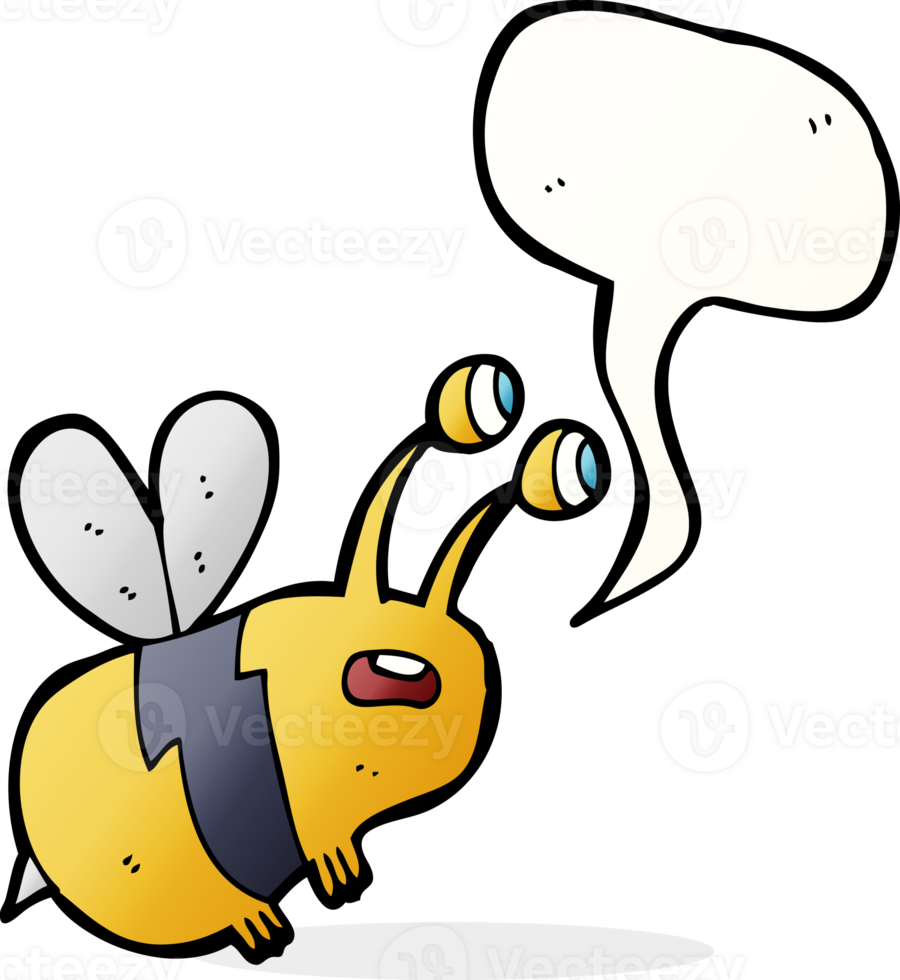 cartoon frightened bee with speech bubble png