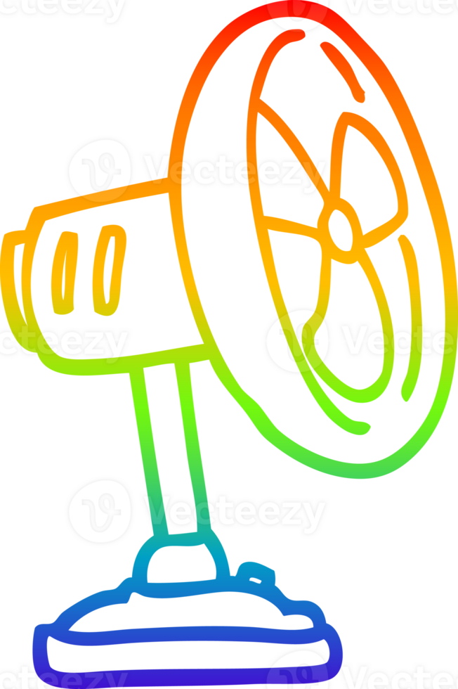 rainbow gradient line drawing of a cartoon desktop fan png