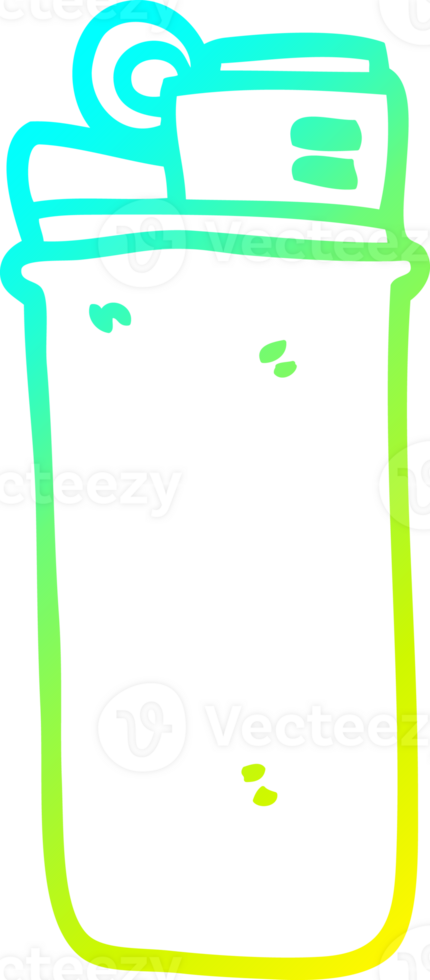 cold gradient line drawing of a cartoon disposable lighter png