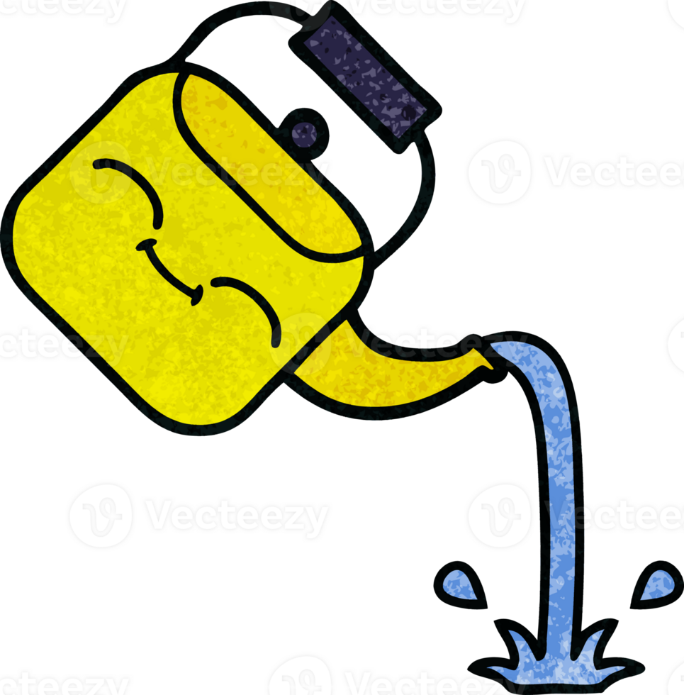 retro grunge texture cartoon of a pouring kettle png