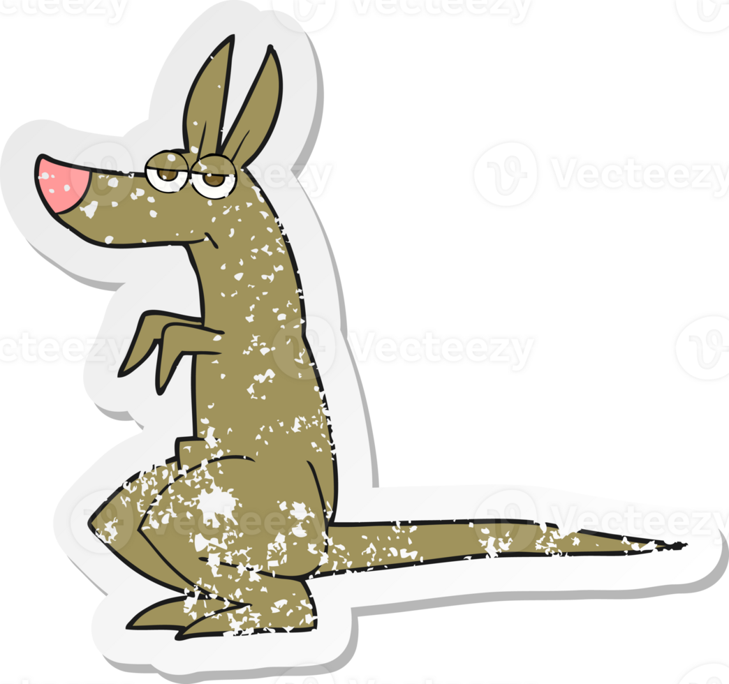 retro distressed sticker of a cartoon kangaroo png