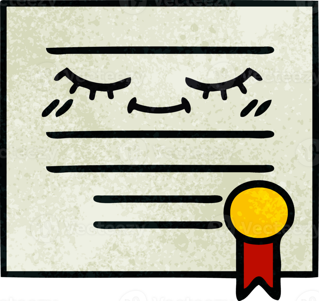 retro grunge texture cartoon of a graduation diploma png