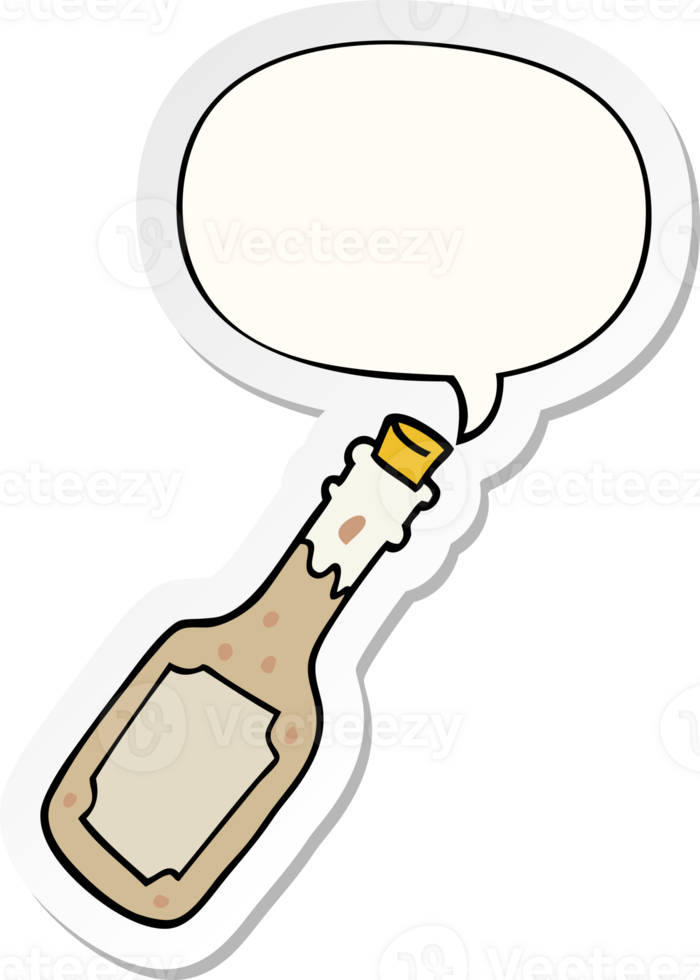 cartoon beer bottle with speech bubble sticker png