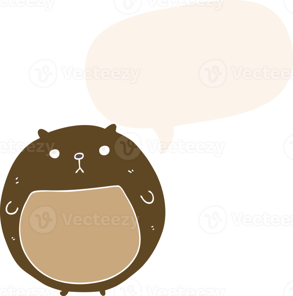 cartoon bear with speech bubble in retro style png
