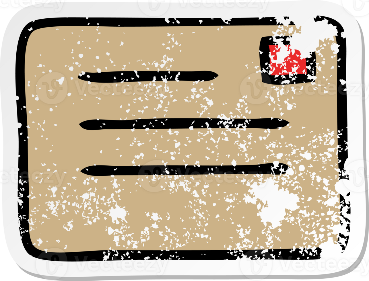 distressed sticker of a cute cartoon paper envelope png