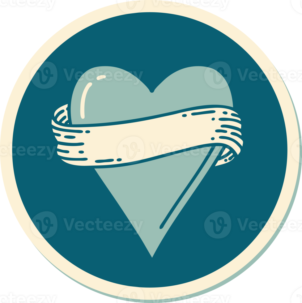 sticker of tattoo in traditional style of a heart and banner png