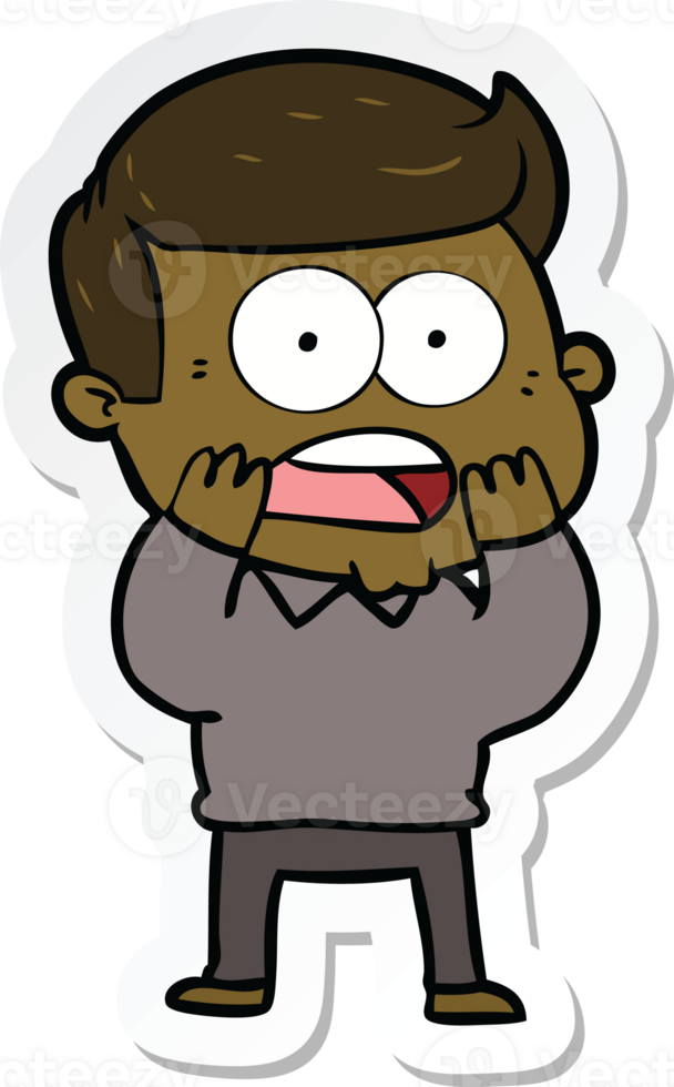 sticker of a cartoon shocked man png