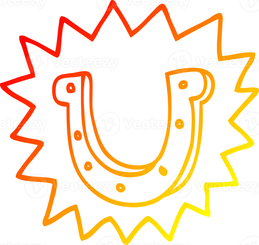 warm gradient line drawing of a cartoon lucky horseshoe png