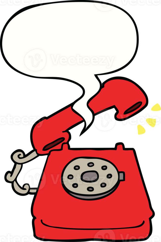 cartoon ringing telephone with speech bubble png