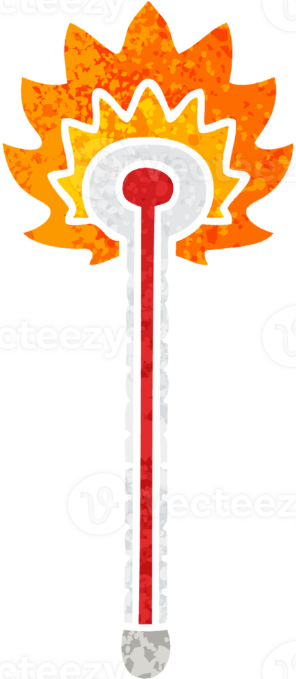 retro illustration style quirky cartoon hot thermometer png