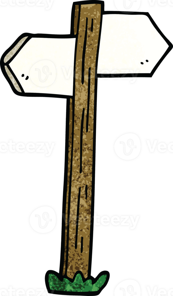 cartoon doodle painted direction sign posts png