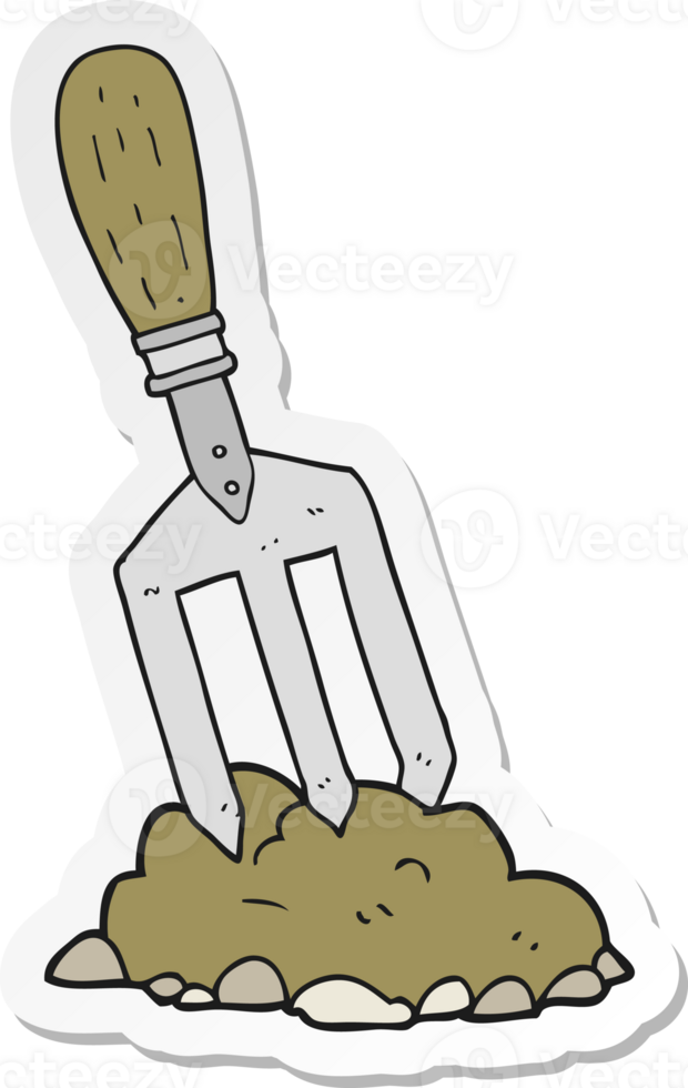 sticker of a cartoon garden fork png