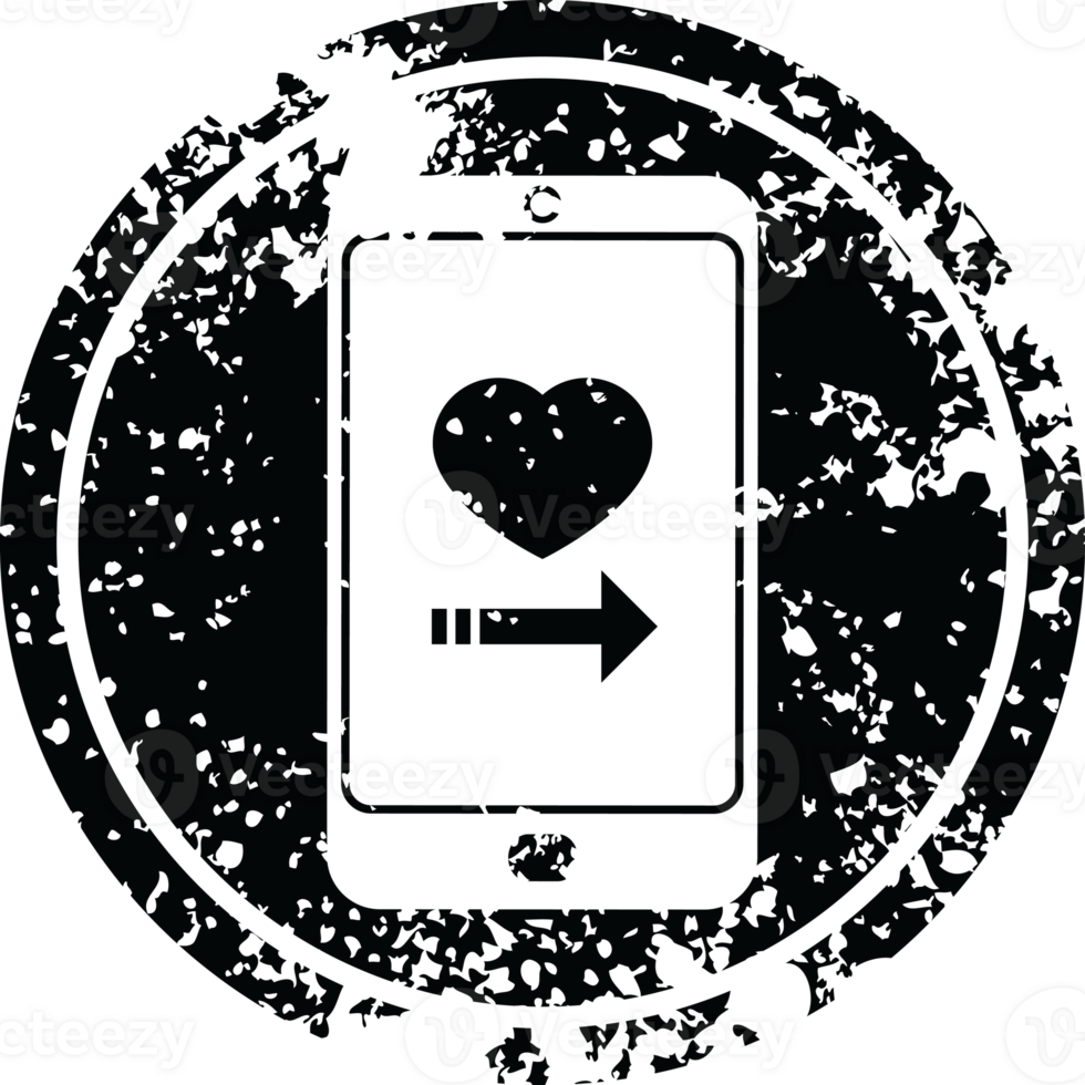 dating app on cell phone circular distressed symbol png