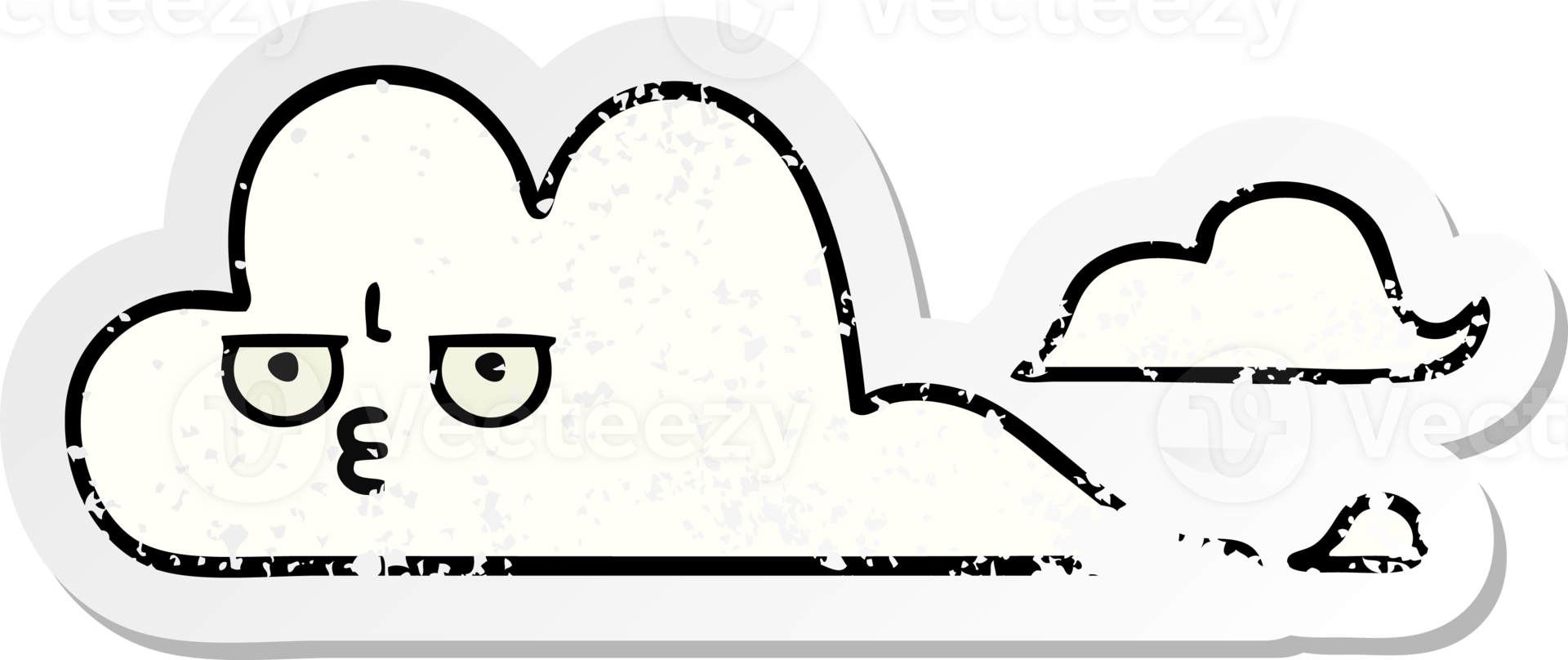 distressed sticker of a cute cartoon white cloud png