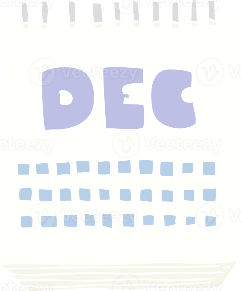 flat color illustration of calendar showing month of december png