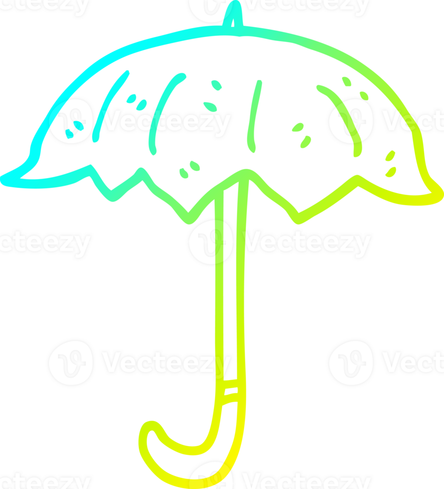 cold gradient line drawing of a cartoon open umbrella png