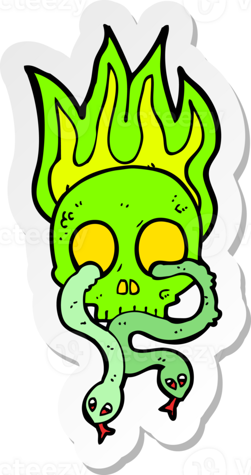 sticker of a cartoon skull with snakes png