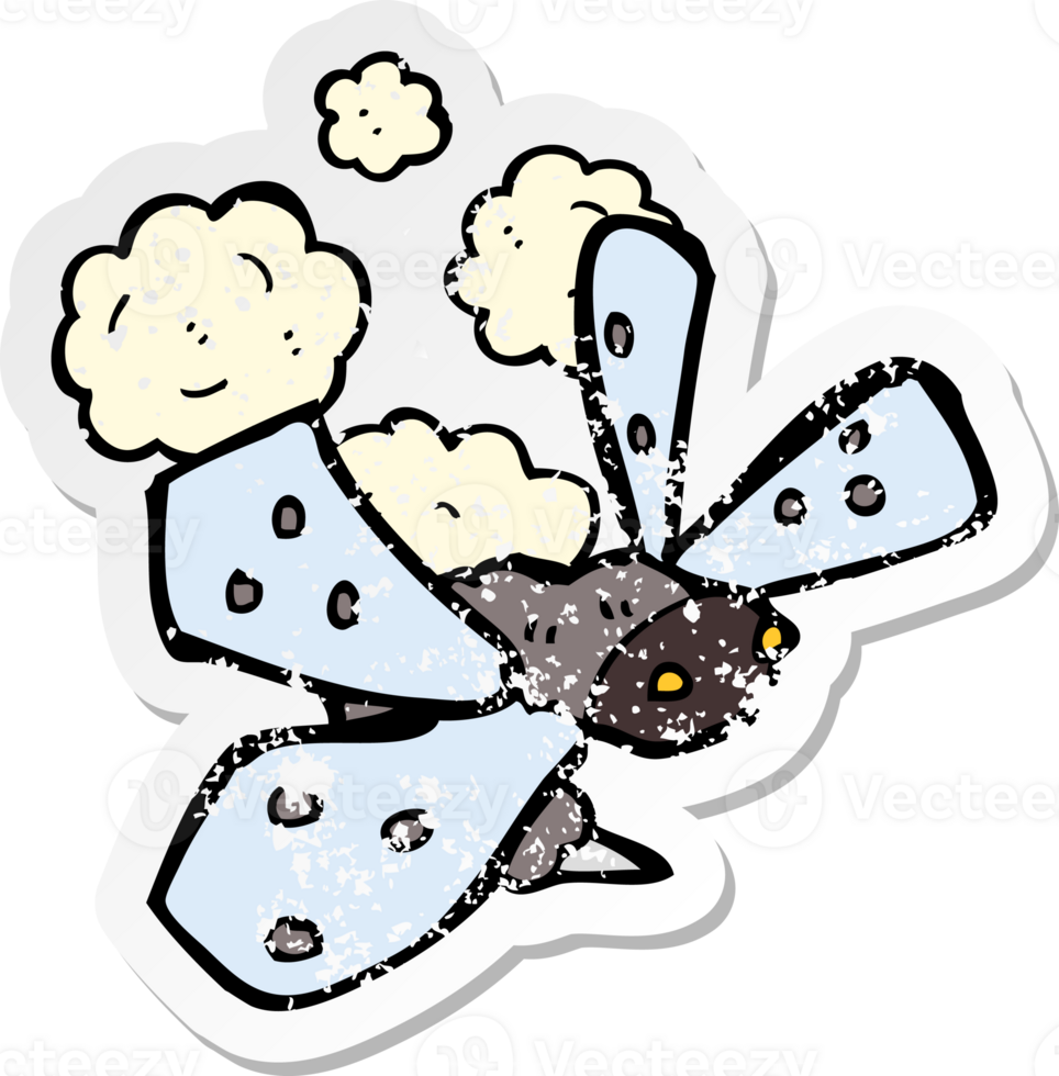 retro distressed sticker of a cartoon bug png