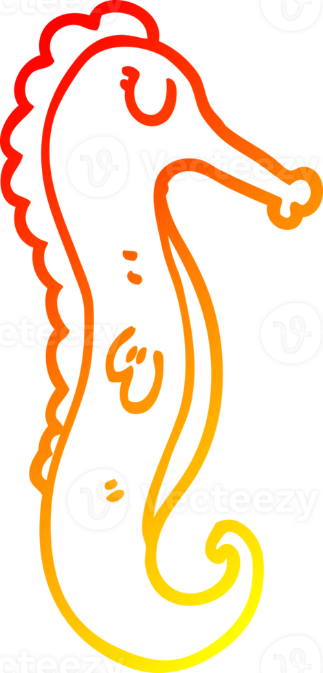 warm gradient line drawing of a cartoon sea horse png