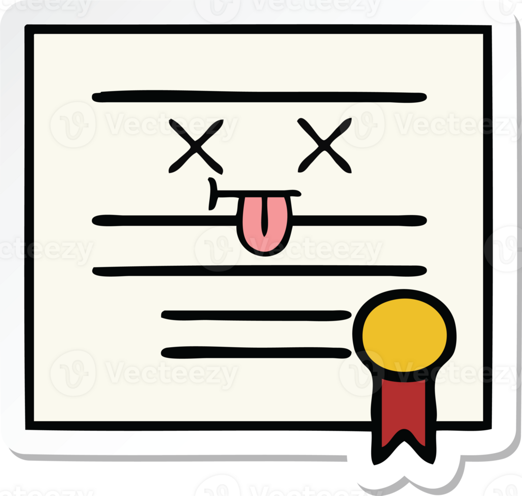sticker of a cute cartoon graduation diploma png