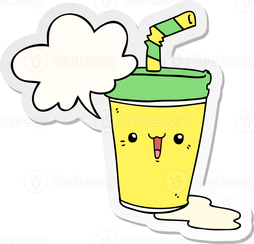 cute cartoon soda with speech bubble sticker png