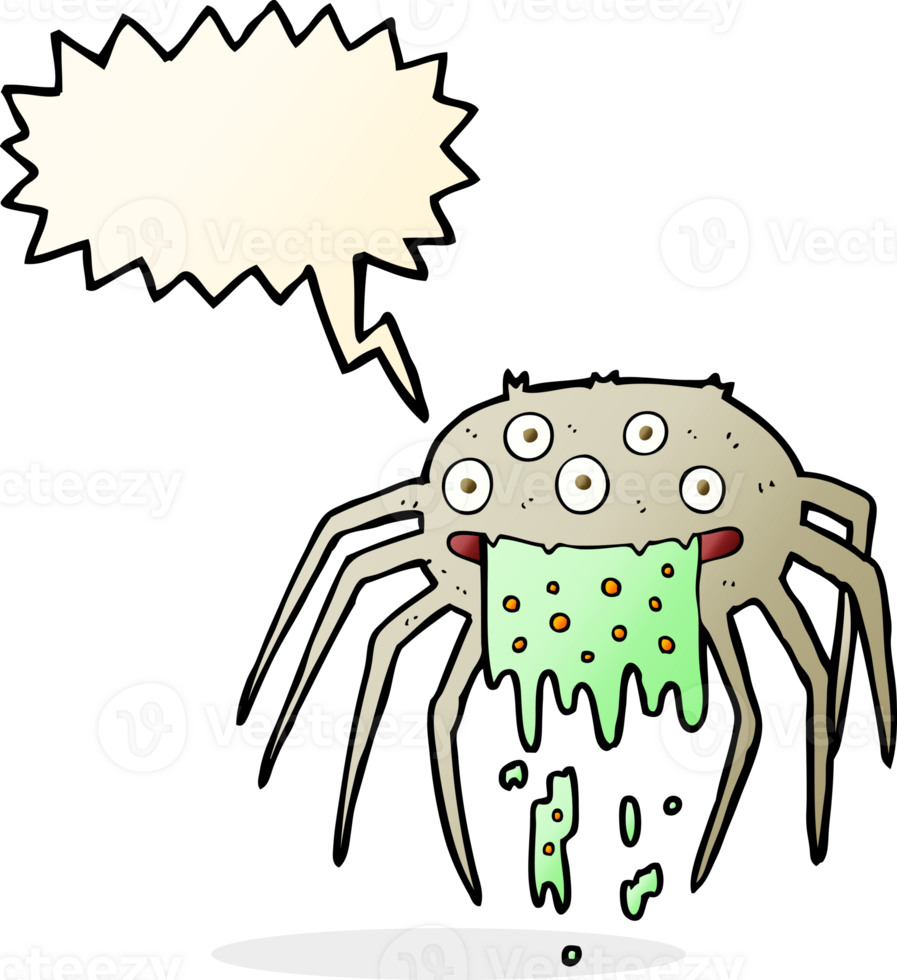 cartoon gross halloween spider with speech bubble png