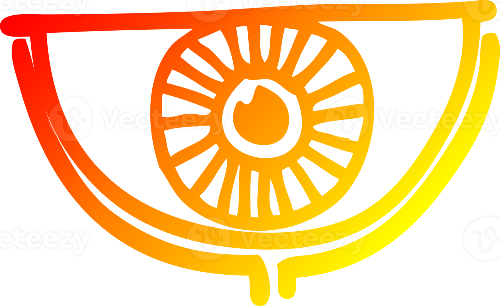 warm gradient line drawing of a cartoon eye symbol png