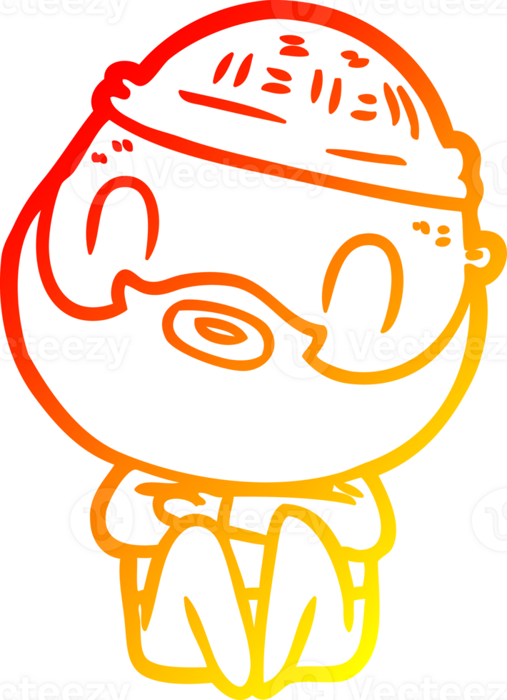warm gradient line drawing of a cartoon bearded man png
