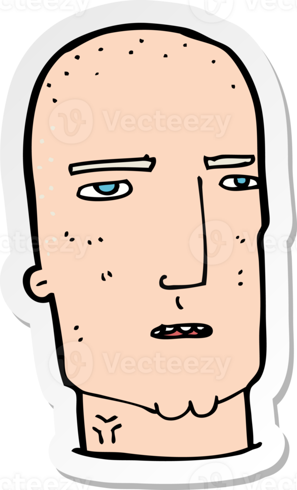 sticker of a cartoon bald tough guy png