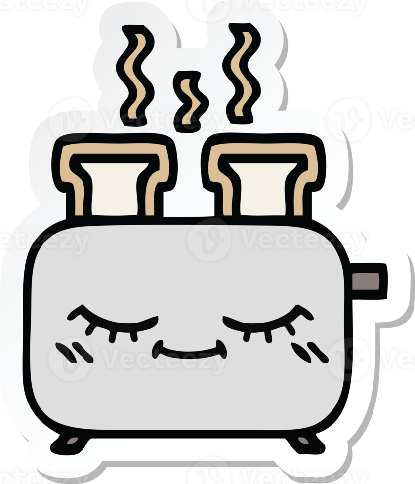 sticker of a cute cartoon of a toaster png