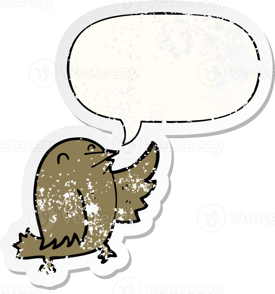 cartoon bird with speech bubble distressed distressed old sticker png