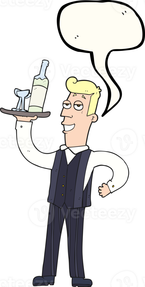 hand drawn speech bubble cartoon waiter png