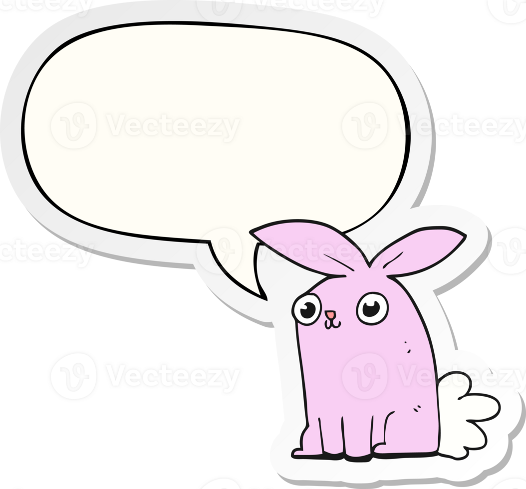 cartoon bunny rabbit with speech bubble sticker png