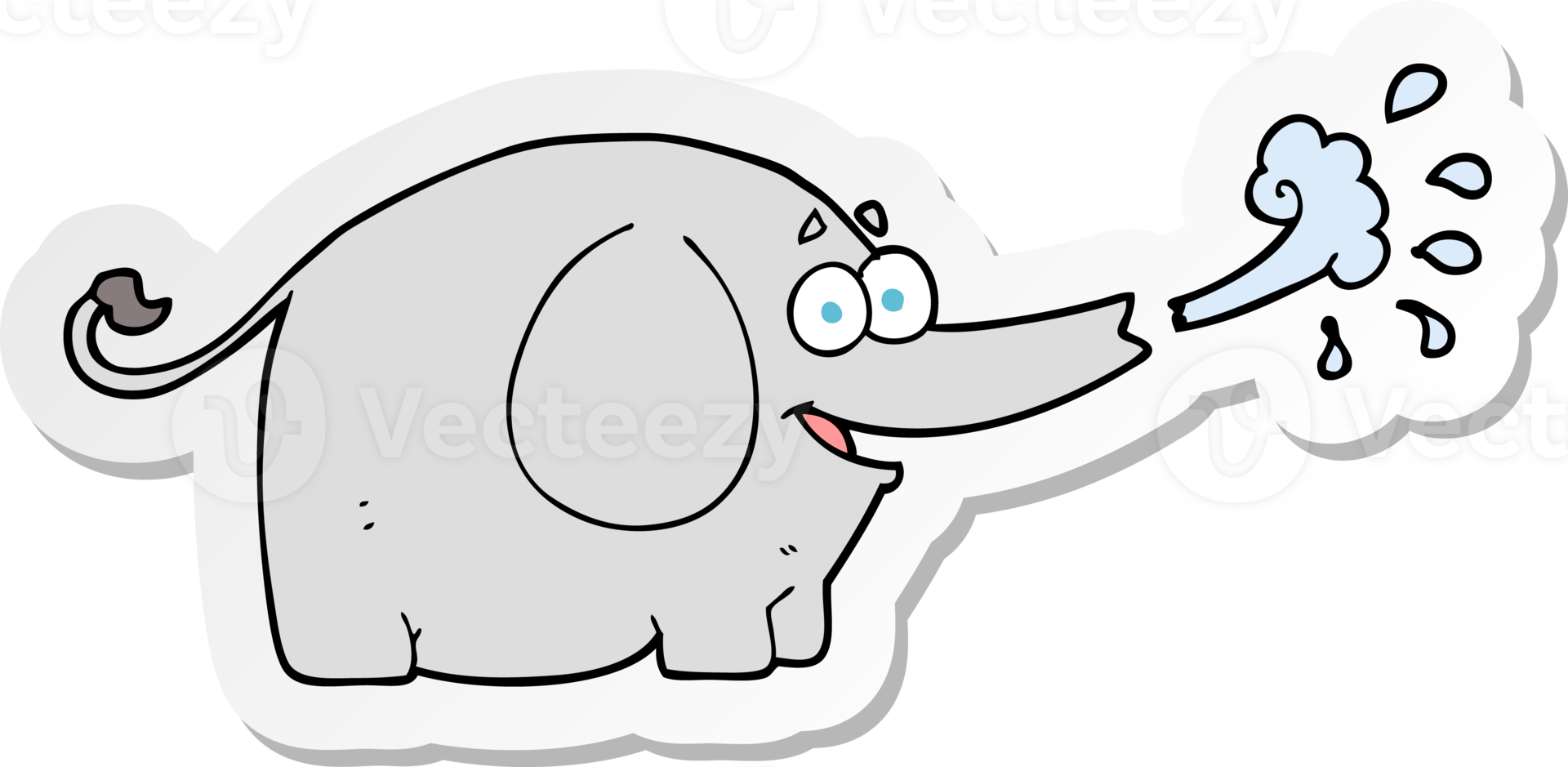 sticker of a cartoon elephant squirting water png