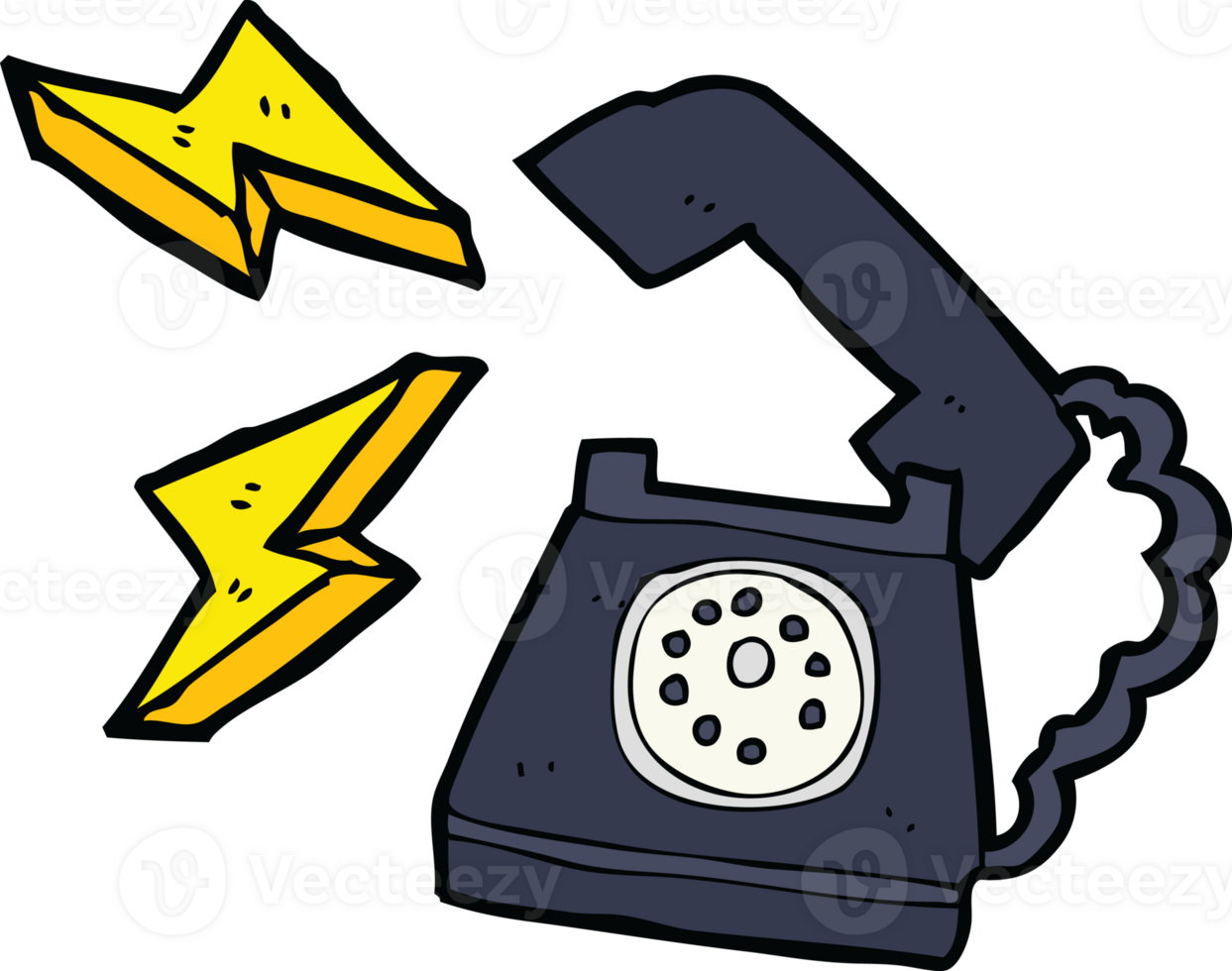 cartoon ringing telephone with thought bubble png