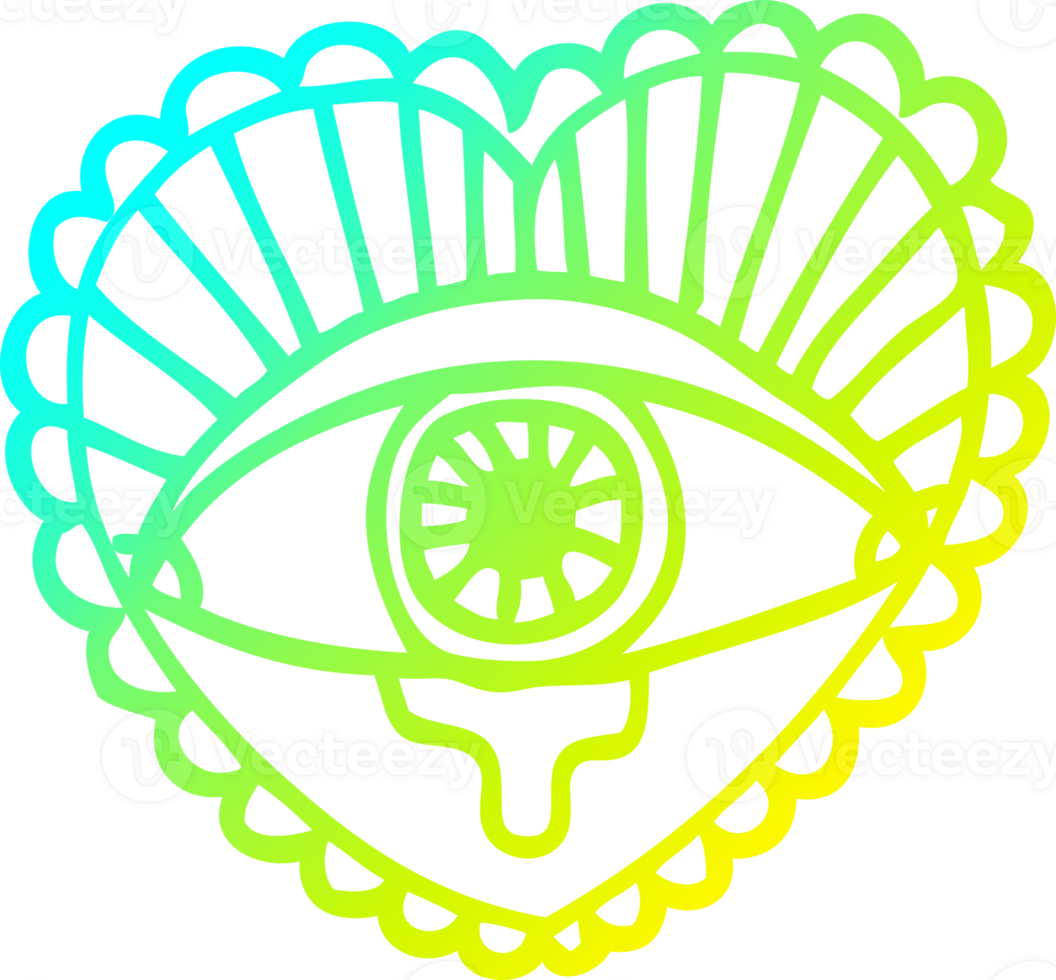 cold gradient line drawing of a cartoon love heart eye tattoo png