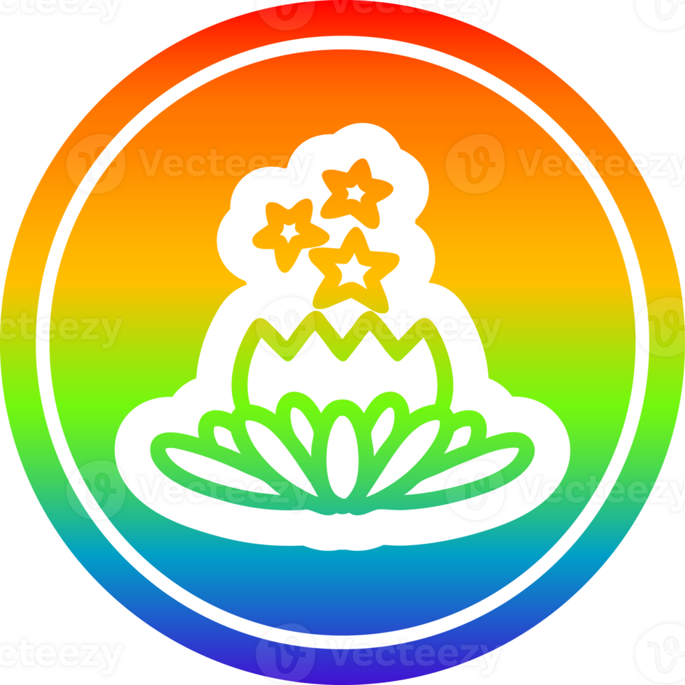 magical flower circular icon with rainbow gradient finish png