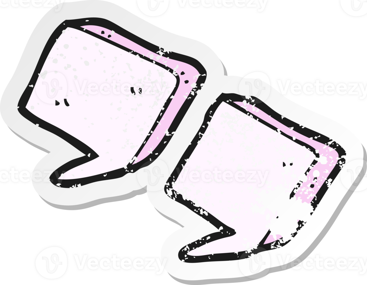 retro distressed sticker of a cartoon quote marks png