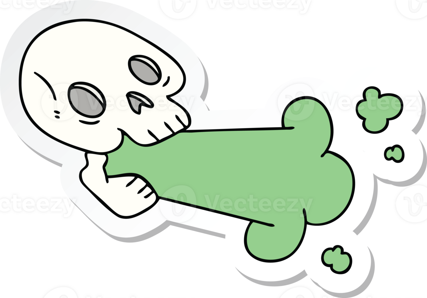 sticker of a quirky hand drawn cartoon skull png