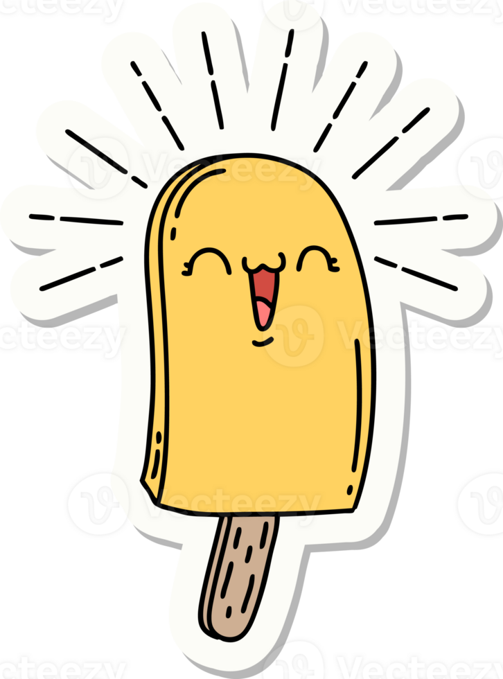 sticker of a tattoo style ice lolly png