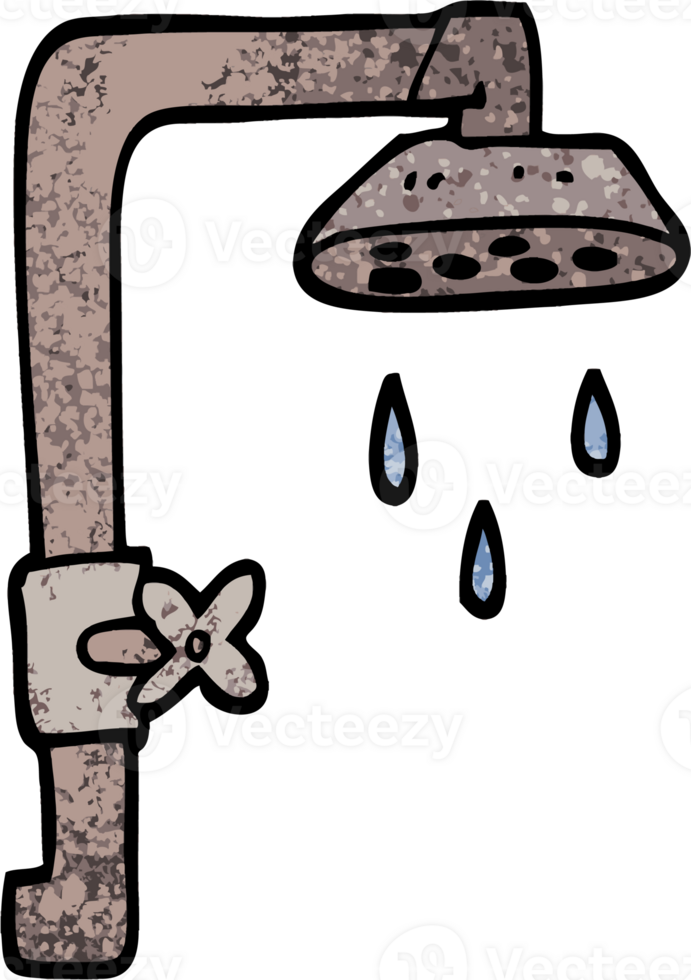 grunge textured illustration cartoon shower head png
