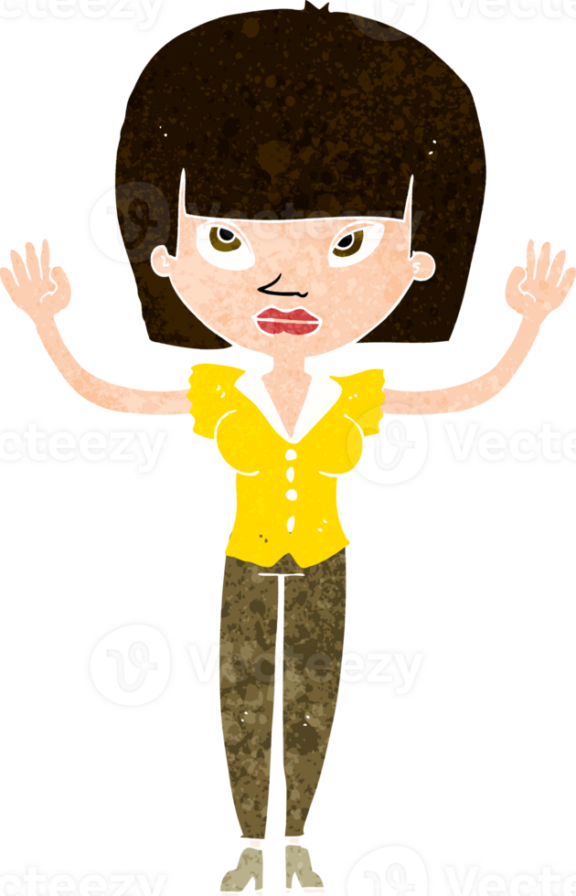 cartoon woman with raised hands png