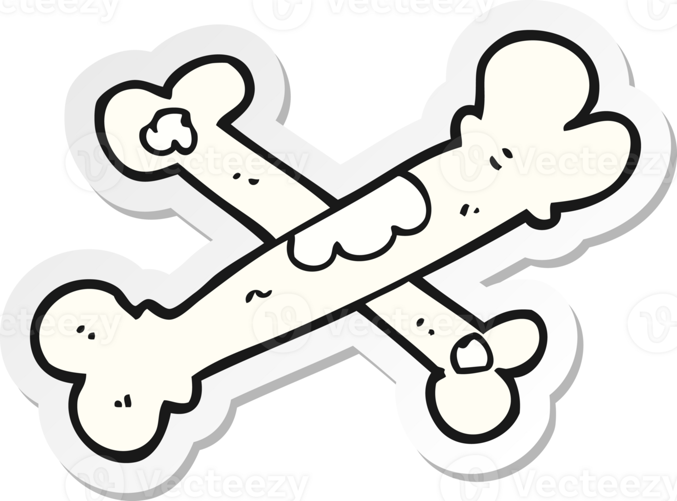 sticker of a cartoon old bones png