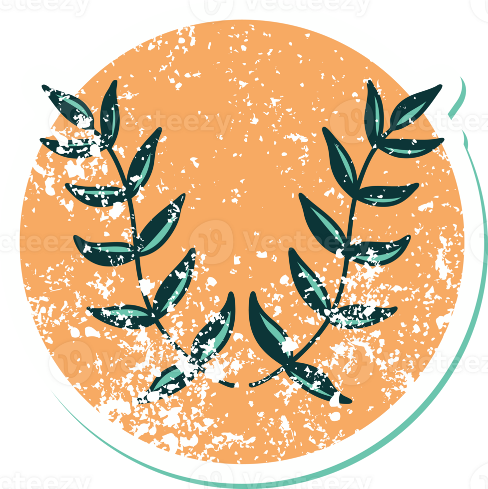 iconic distressed sticker tattoo style image of a laurel png