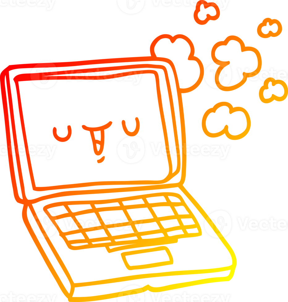 warm gradient line drawing of a cartoon computer png