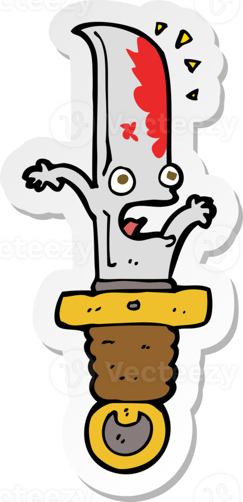 sticker of a cartoon frightened knife png